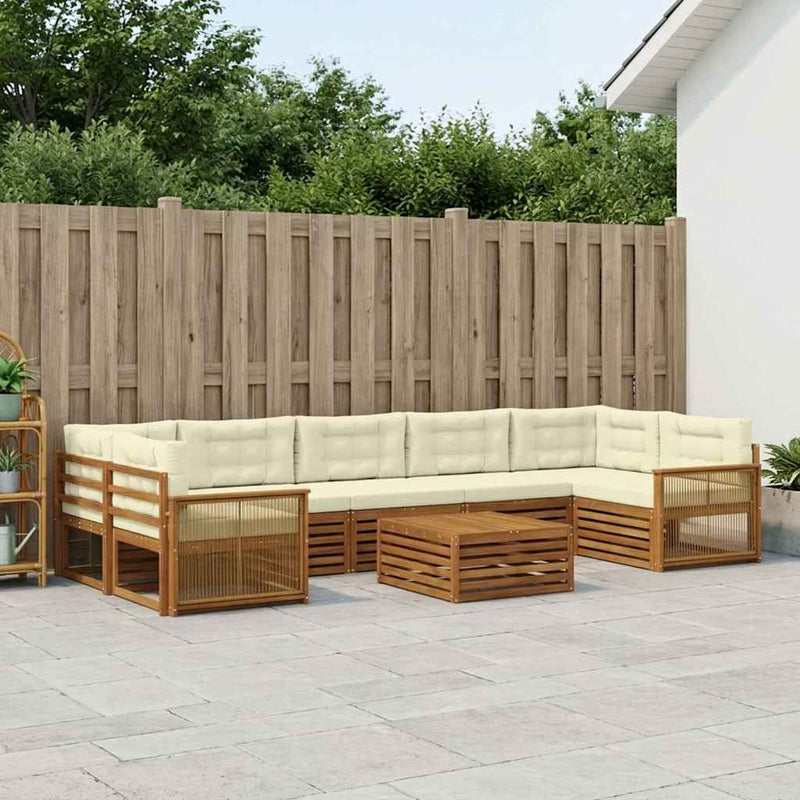 Set de canapele de exterior 8 buc. Natural și Crem