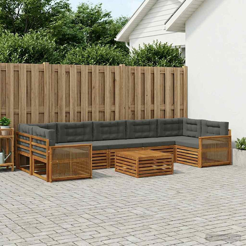 Set de canapele de exterior 8 buc. Natural și Antracit