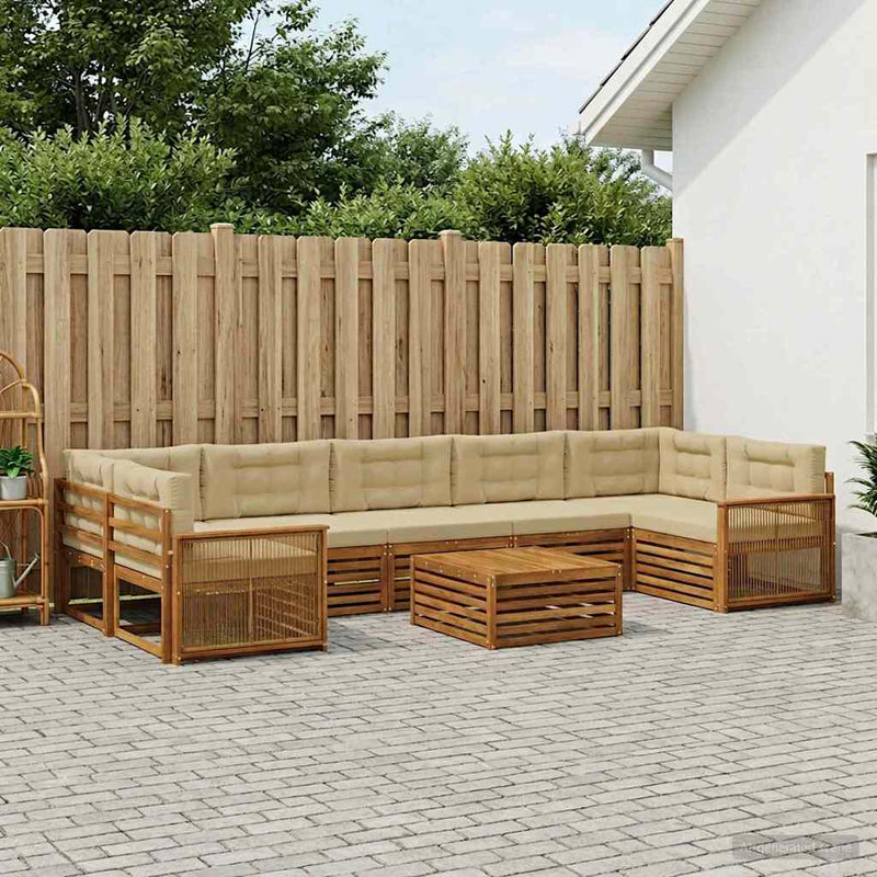 Set de canapele de exterior 8 buc. Natural și Bej