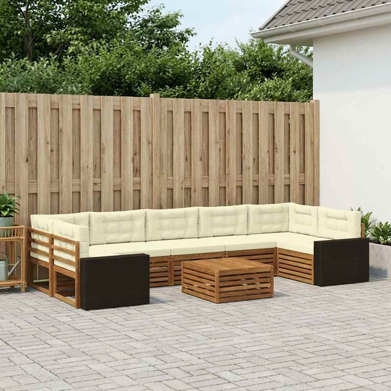 Set de canapele de exterior 8 buc. Natural și Crem