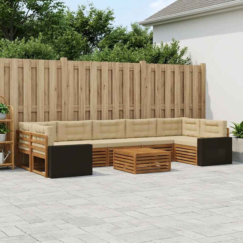 Set de canapele de exterior 8 buc. Natural și Bej