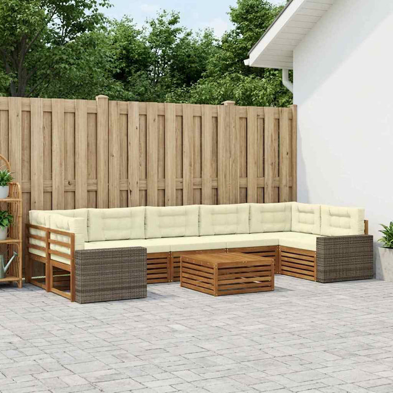 Set de canapele de exterior 8 buc. Natural și Crem