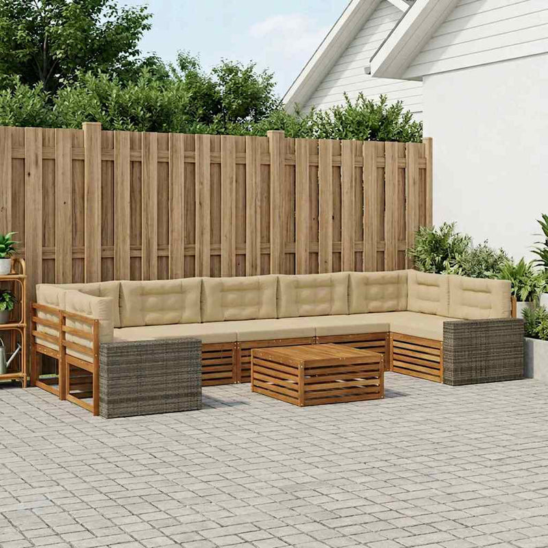 Set de canapele de exterior 8 buc. Natural și Bej