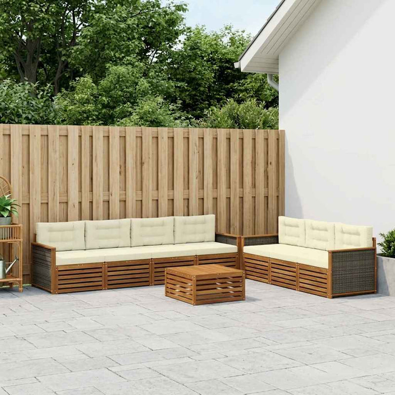 Set de canapele de exterior 9 buc. Natural și Crem