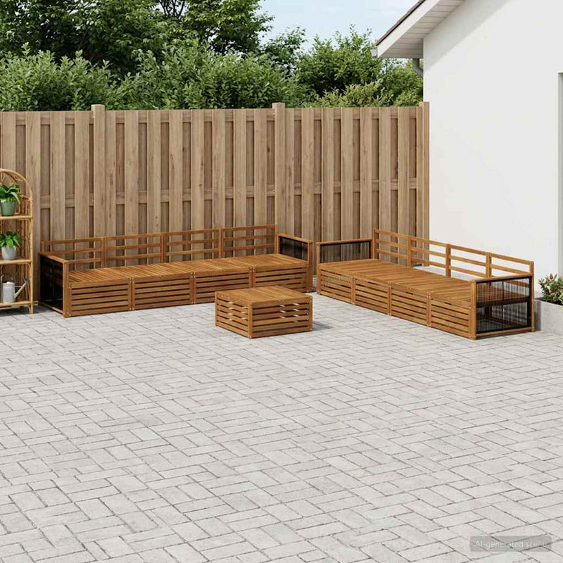 Set de canapele de exterior 9 buc. natural Lemn Solid de Acacia