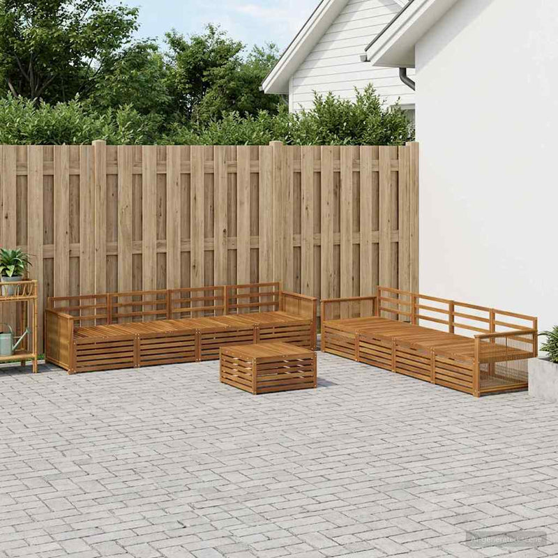 Set de canapele de exterior 9 buc. natural Lemn Solid de Acacia