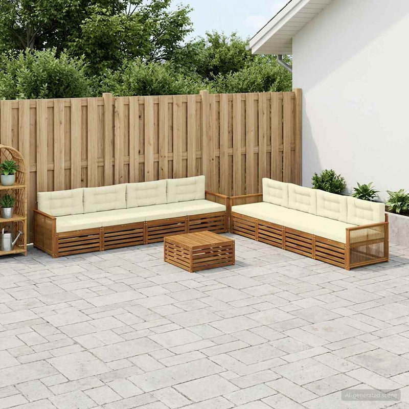Set de canapele de exterior 9 buc. Natural și Crem