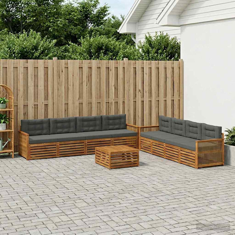 Set de canapele de exterior 9 buc. Natural și Antracit
