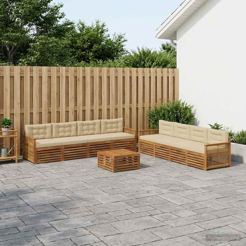 Set de canapele de exterior 9 buc. Natural și Bej