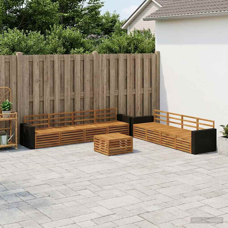 Set de canapele de exterior 9 buc. natural Lemn masiv de acacia