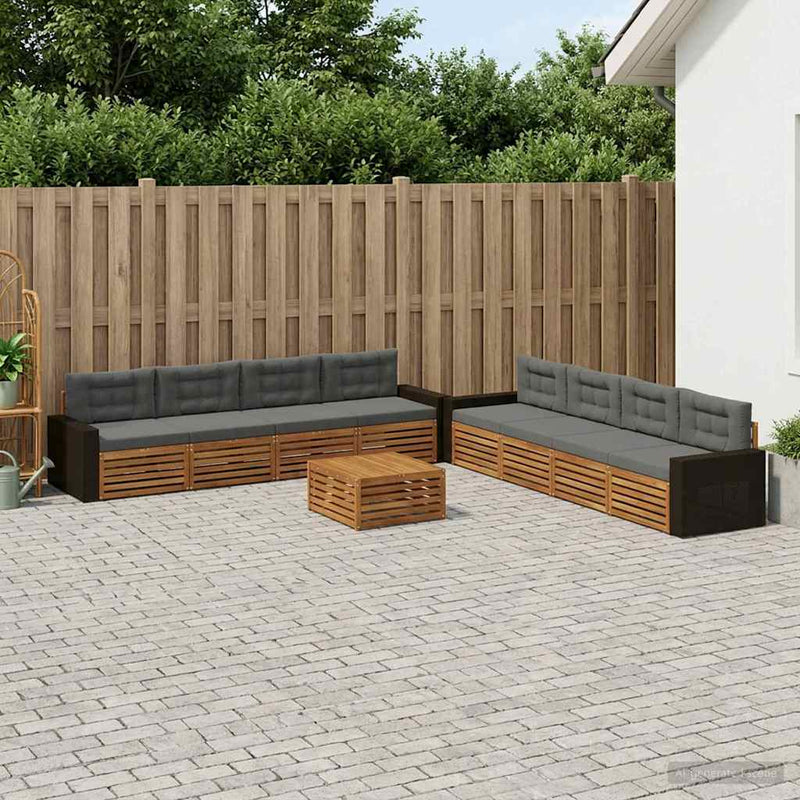 Set de canapele de exterior 9 buc. Natural și Antracit