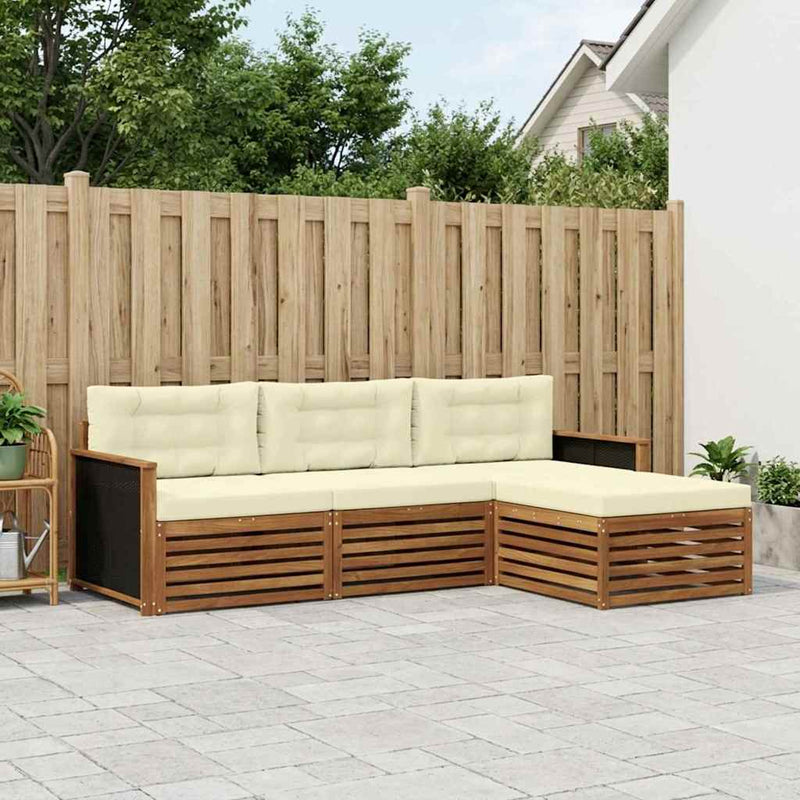 Set de canapele de exterior 4 buc. Natural și Crem Poliester