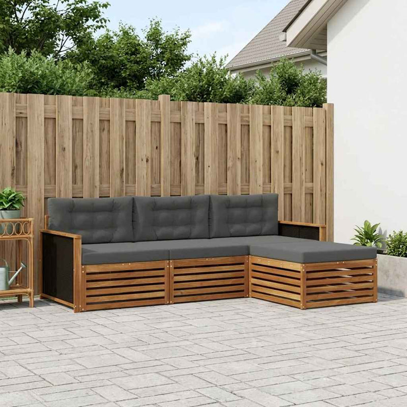 Set de canapele de exterior 4 buc. Natural și Antracit