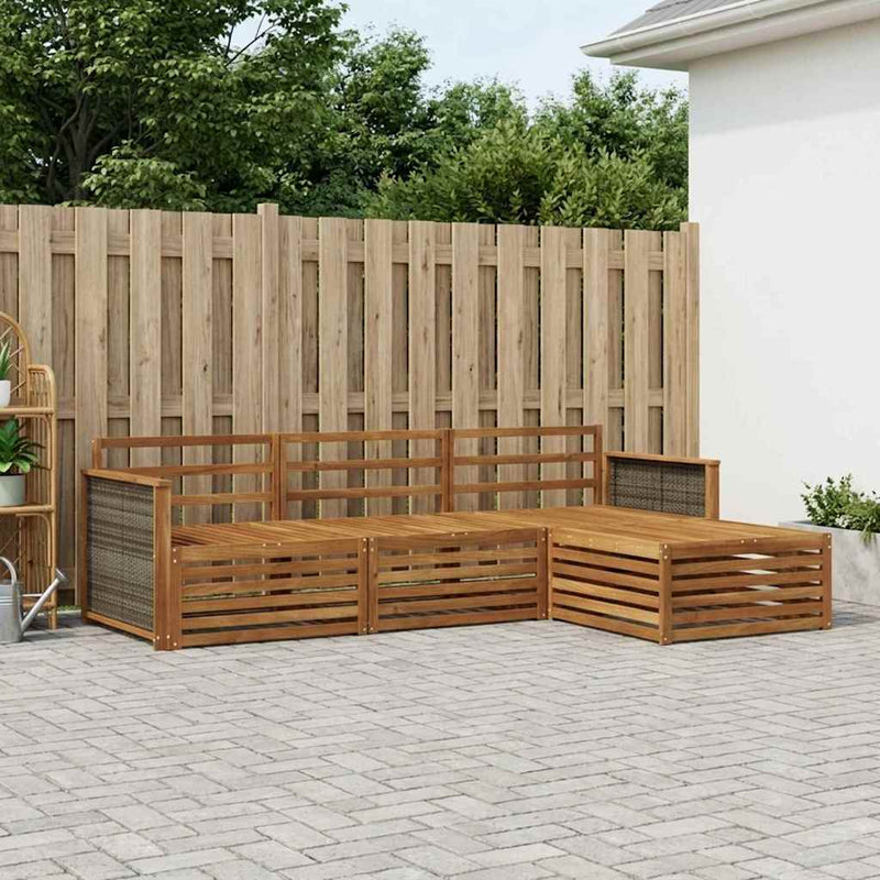 Set de canapele de exterior 4 buc. natural Lemn Solid de Acacia