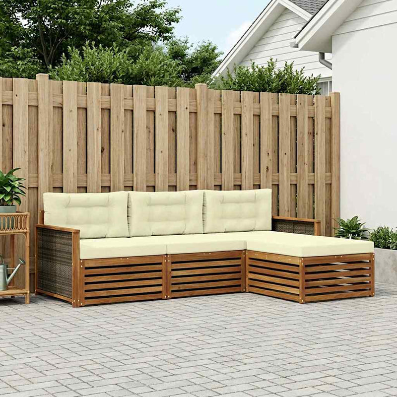 Set de canapele de exterior 4 buc. Natural și Crem
