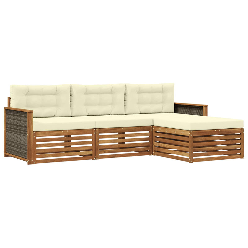 Set de canapele de exterior 4 buc. Natural și Crem