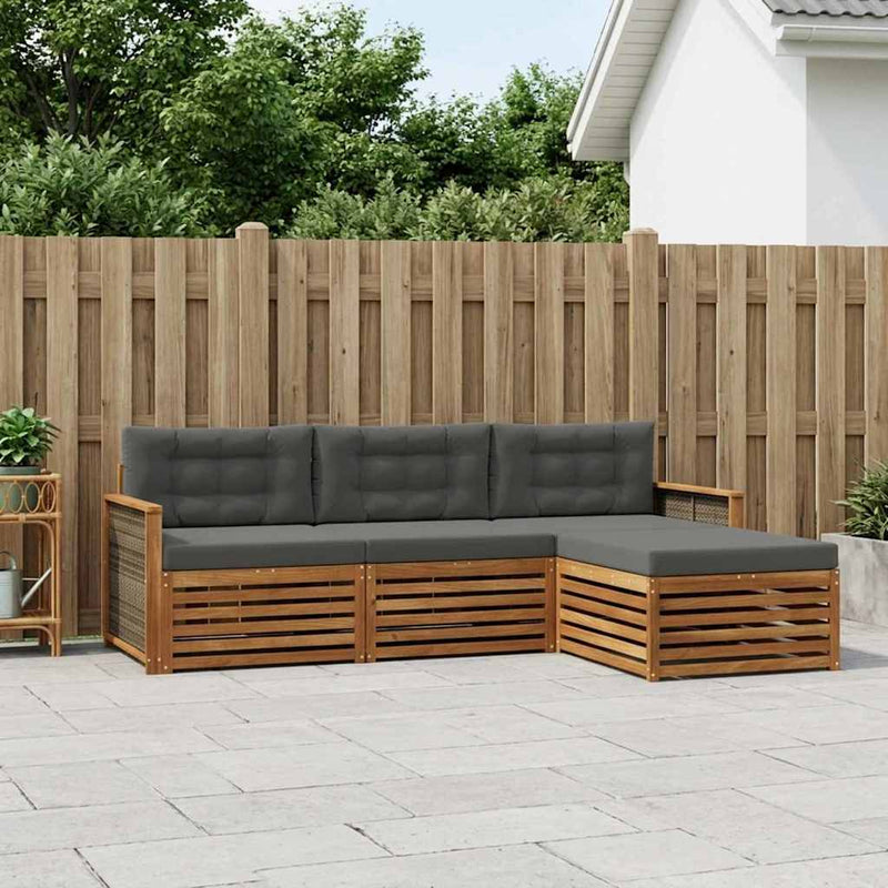 Set de canapele de exterior 4 buc. Natural și Antracit