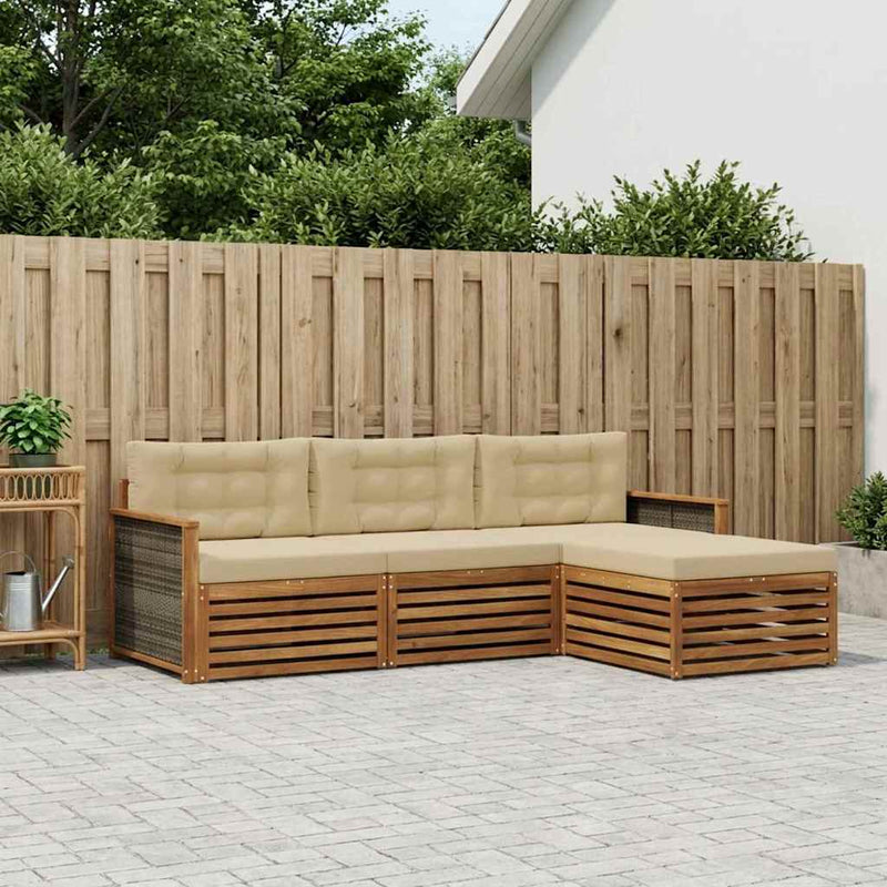 Set de canapele de exterior 4 buc. Natural și Bej