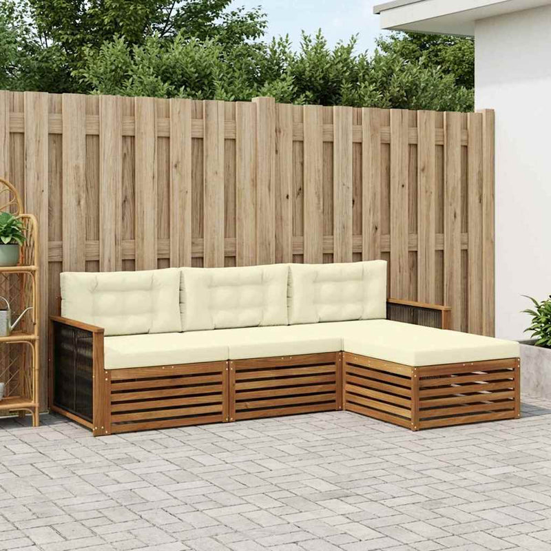 Set de canapele de exterior 4 buc. Natural și Crem
