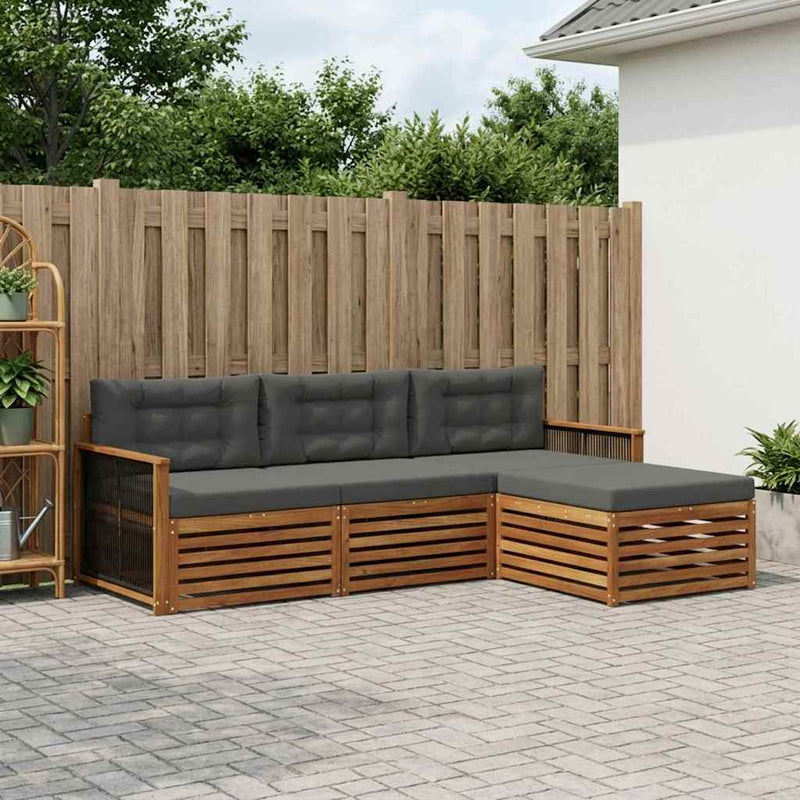 Set de canapele de exterior 4 buc. Natural și Antracit