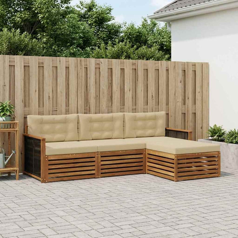 Set de canapele de exterior 4 buc. Natural și Bej