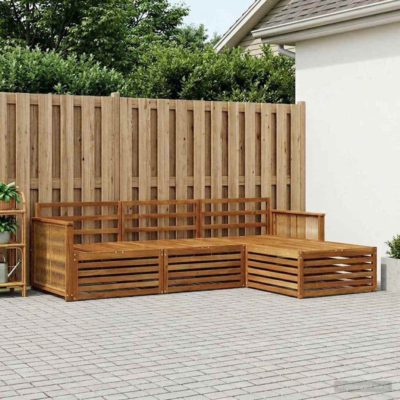 Set de canapele de exterior 4 buc. natural Lemn Solid de Acacia