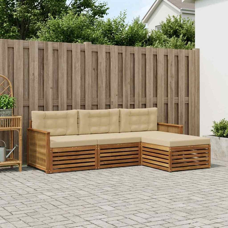 Set de canapele de exterior 4 buc. Natural și Bej