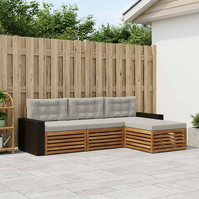 Set de canapele de exterior 4 buc. Natural și gri deschis