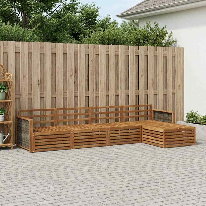 Set de canapele de exterior 5 buc. natural Lemn Solid de Acacia