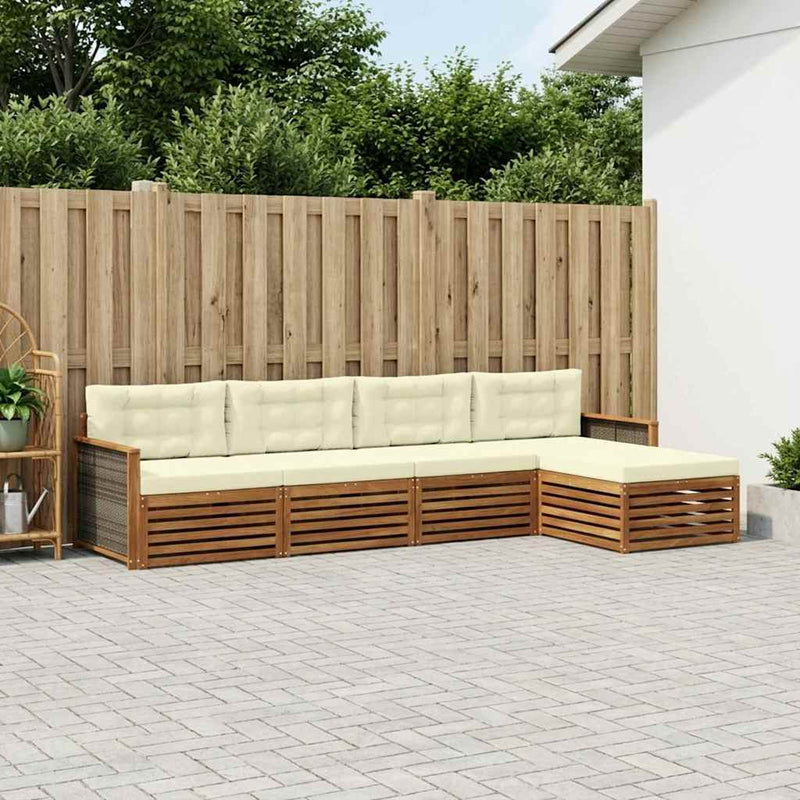 Set de canapele de exterior 5 buc. Natural și Crem