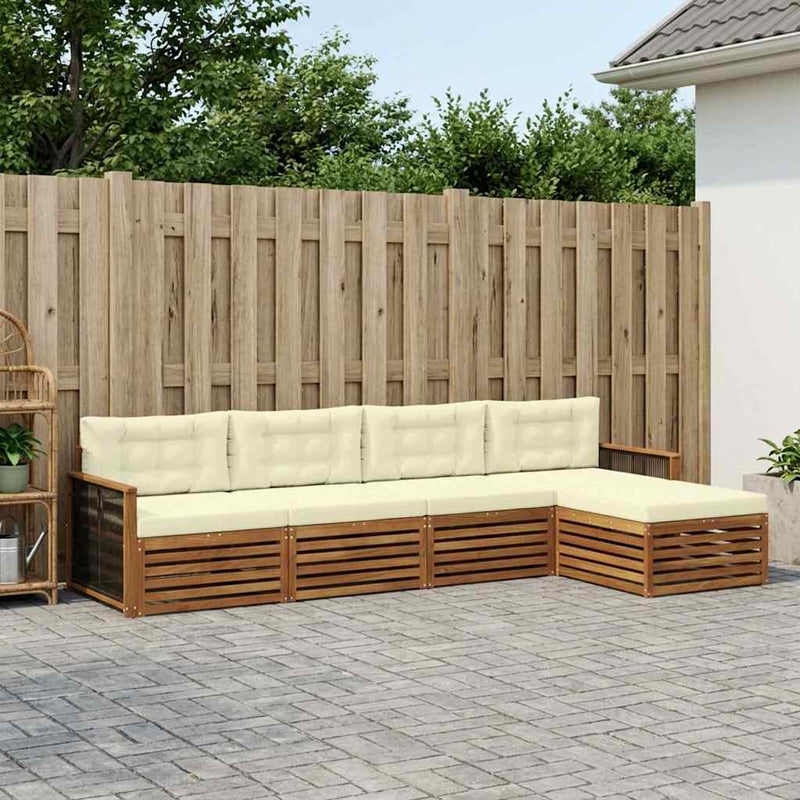 Set de canapele de exterior 5 buc. Natural și Crem