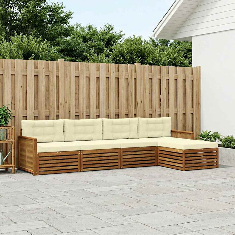 Set de canapele de exterior 5 buc. Natural și Crem