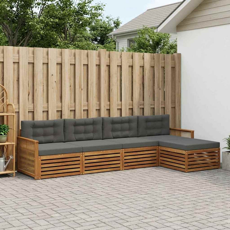 Set de canapele de exterior 5 buc. Natural și Antracit