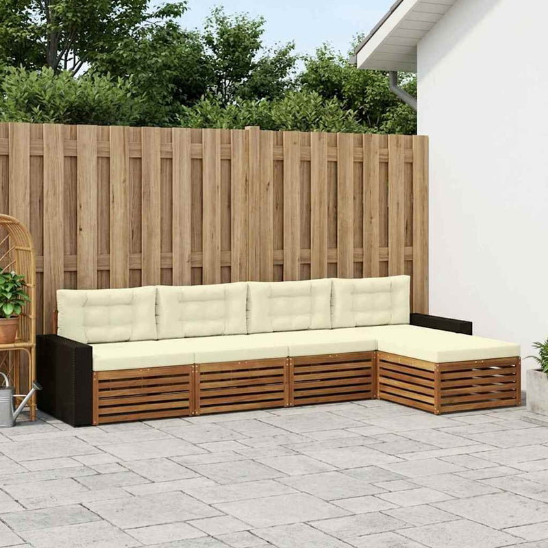 Set de canapele de exterior 5 buc. Natural și Crem Poliester