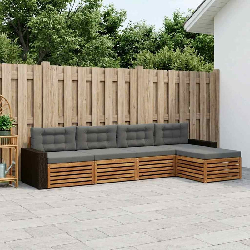 Set de canapele de exterior 5 buc. Natural și Antracit