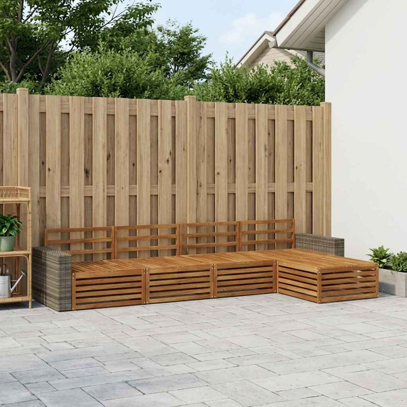 Set de canapele de exterior 5 buc. natural Lemn Solid de Acacia