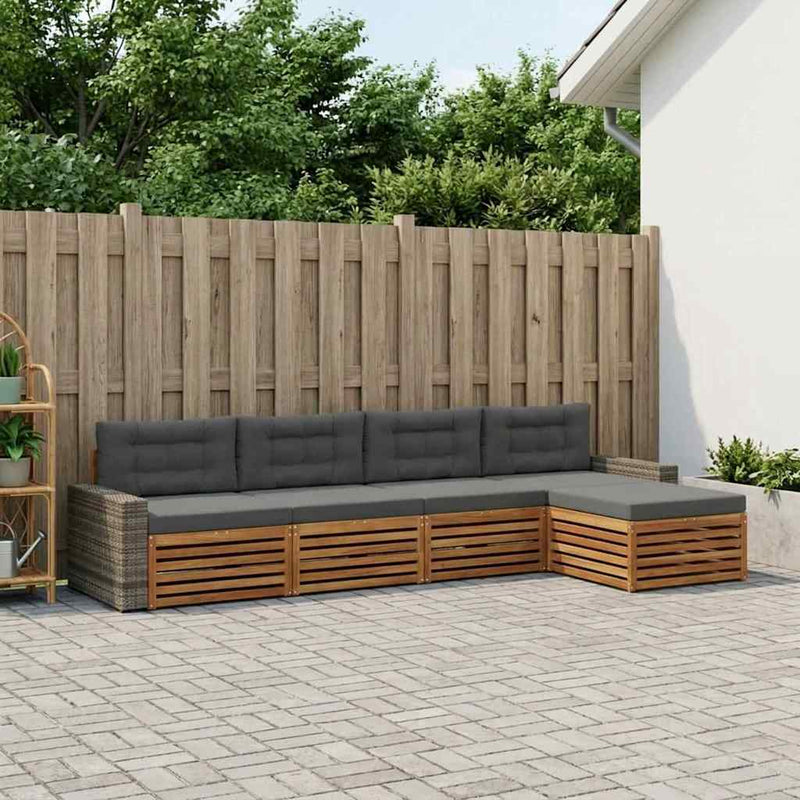 Set de canapele de exterior 5 buc. Natural și Antracit