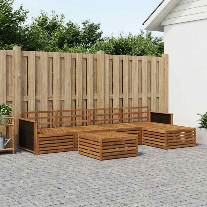 Set de canapele de exterior 6 buc. natural Lemn Solid de Acacia