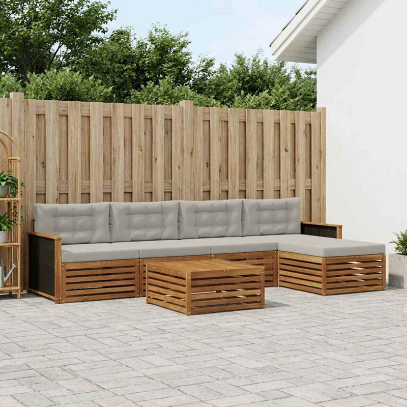 Set de canapele de exterior 6 buc. Natural și gri deschis