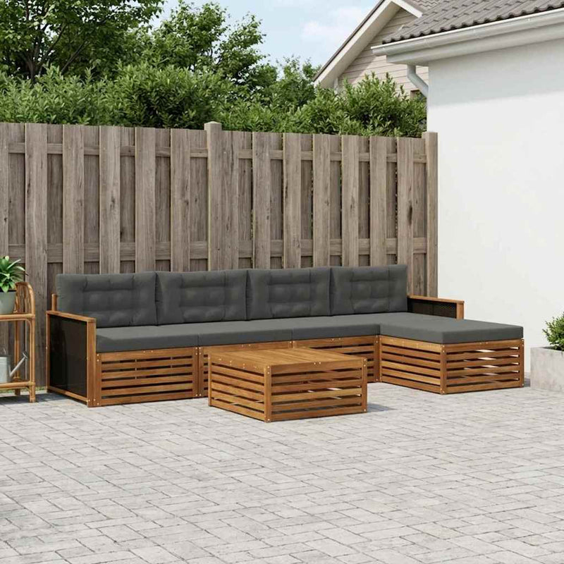 Set de canapele de exterior 6 buc. Natural și Antracit
