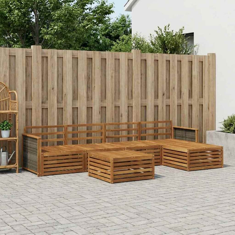 Set de canapele de exterior 6 buc. natural Lemn Solid de Acacia