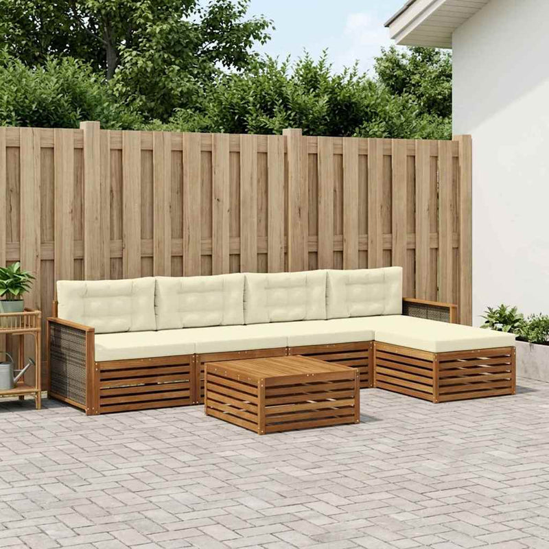 Set de canapele de exterior 6 buc. Natural și Crem