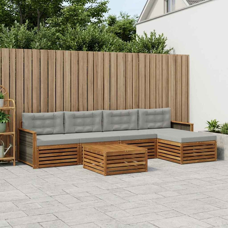 Set de canapele de exterior 6 buc. Natural și gri deschis