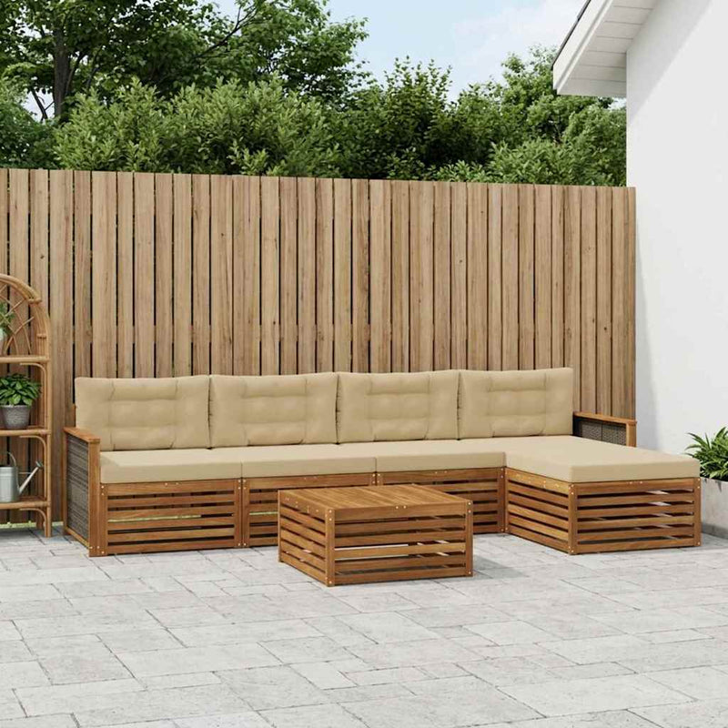 Set de canapele de exterior 6 buc. Natural și Bej