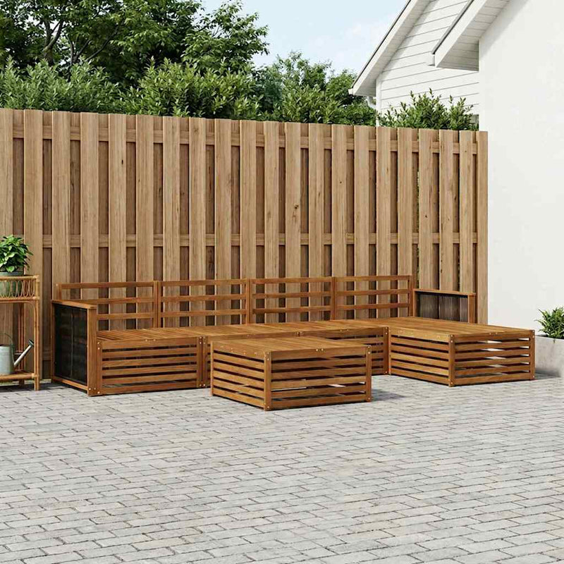 Set de canapele de exterior 6 buc. natural Lemn Solid de Acacia
