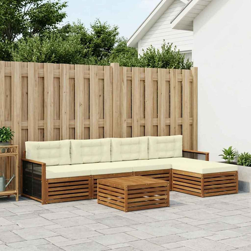 Set de canapele de exterior 6 buc. Natural și Crem