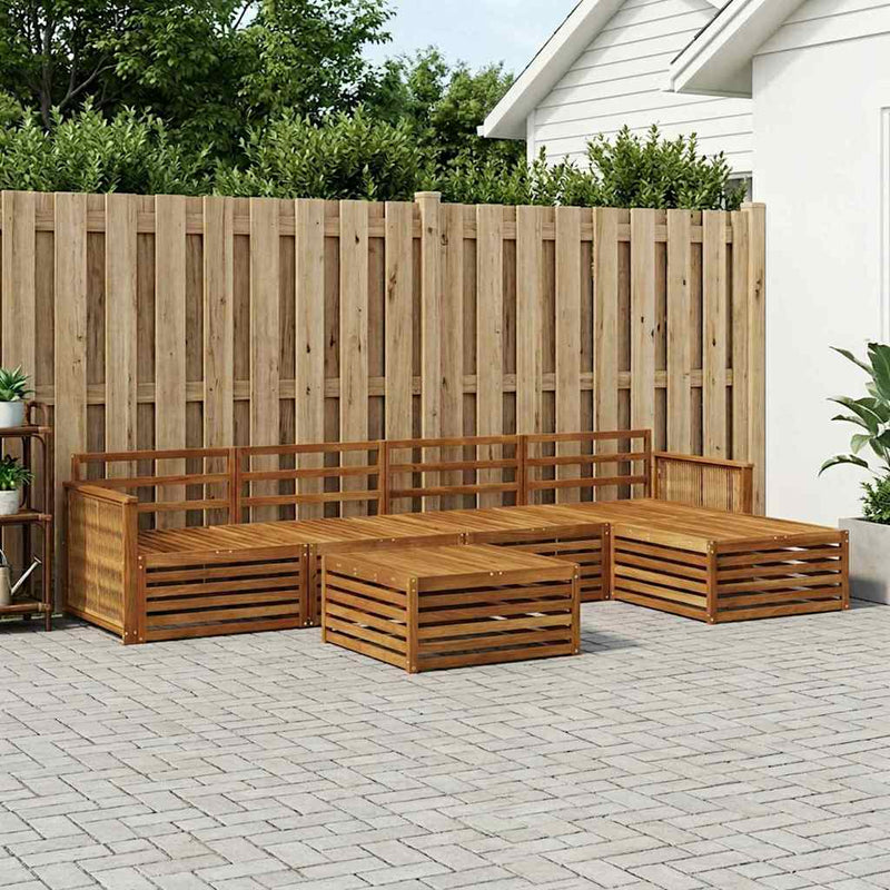 Set de canapele de exterior 6 buc. natural Lemn Solid de Acacia