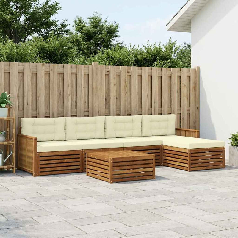 Set de canapele de exterior 6 buc. Natural și Crem
