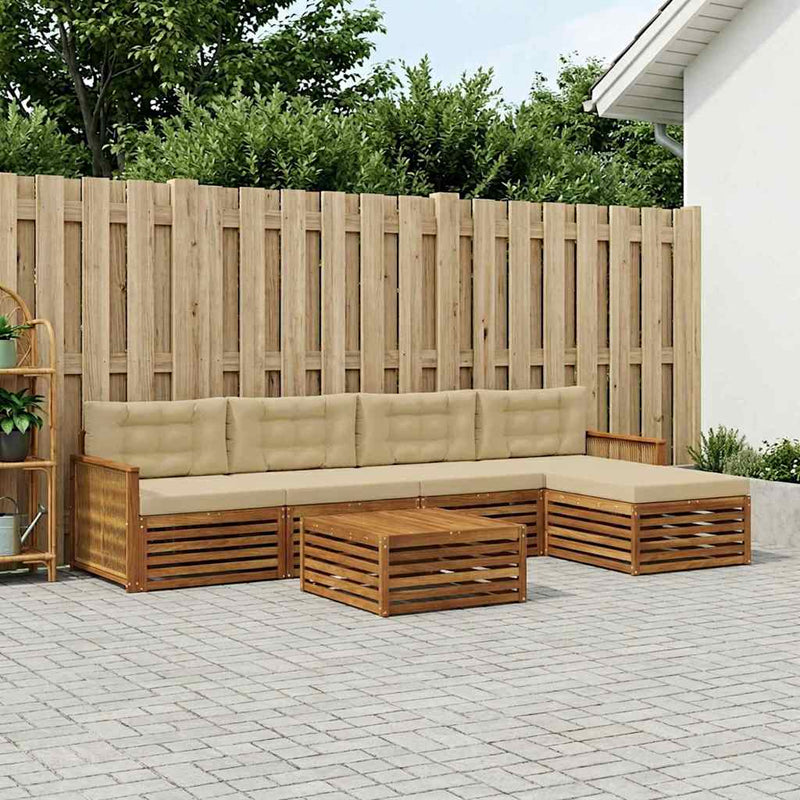 Set de canapele de exterior 6 buc. Natural și Bej