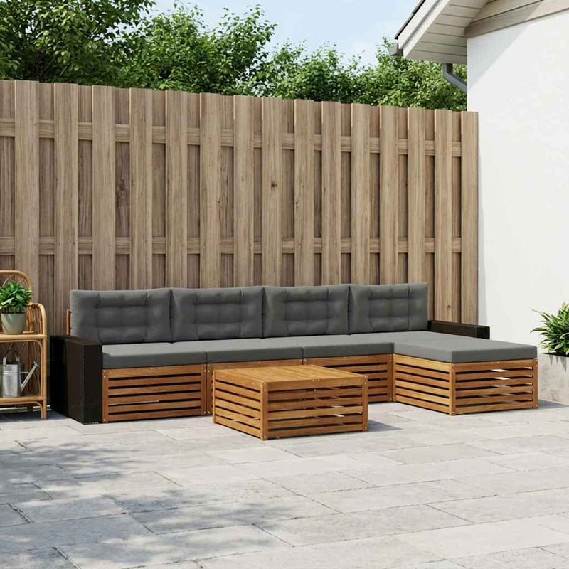 Set de canapele de exterior 6 buc. Natural și Antracit
